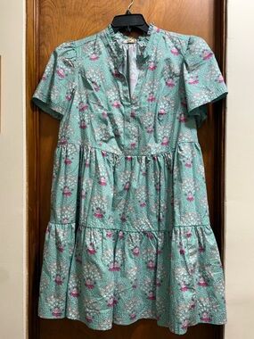 NWT crown & ivy Seafoam Green Dress with Pink Floral Print